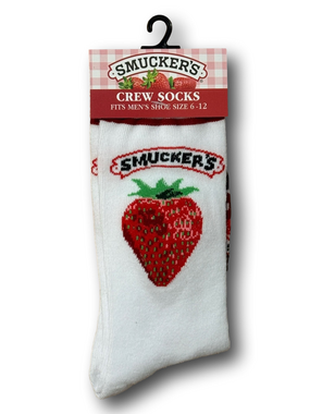 3/$20 Smuckers Strawberry Jelly Funny Novelty Crew Socks - NWT